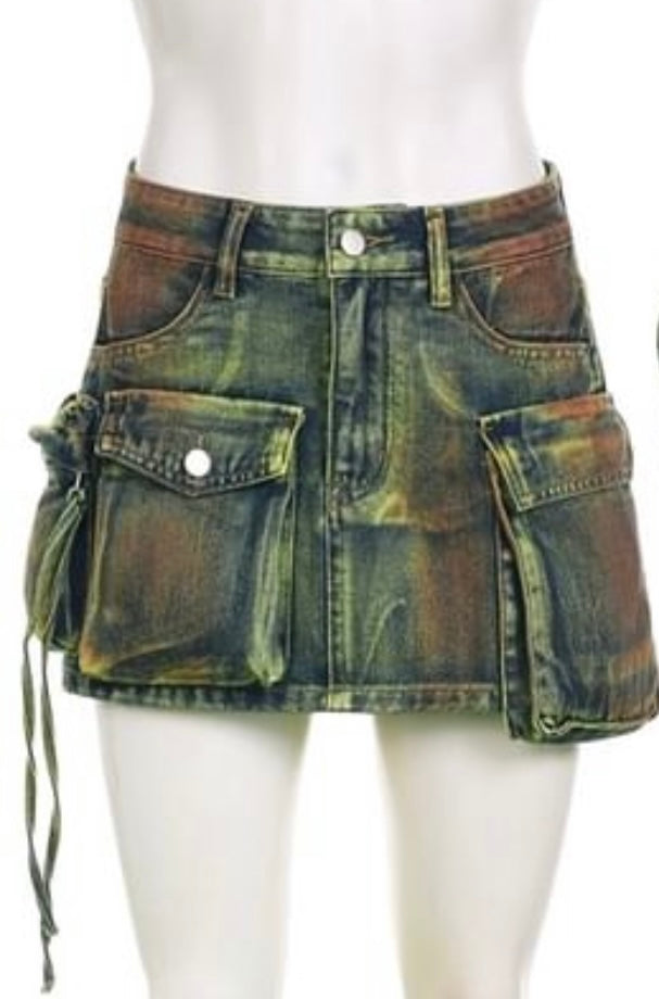 Rust denim skirt