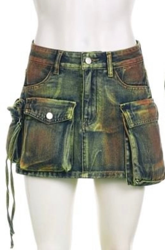 Rust denim skirt