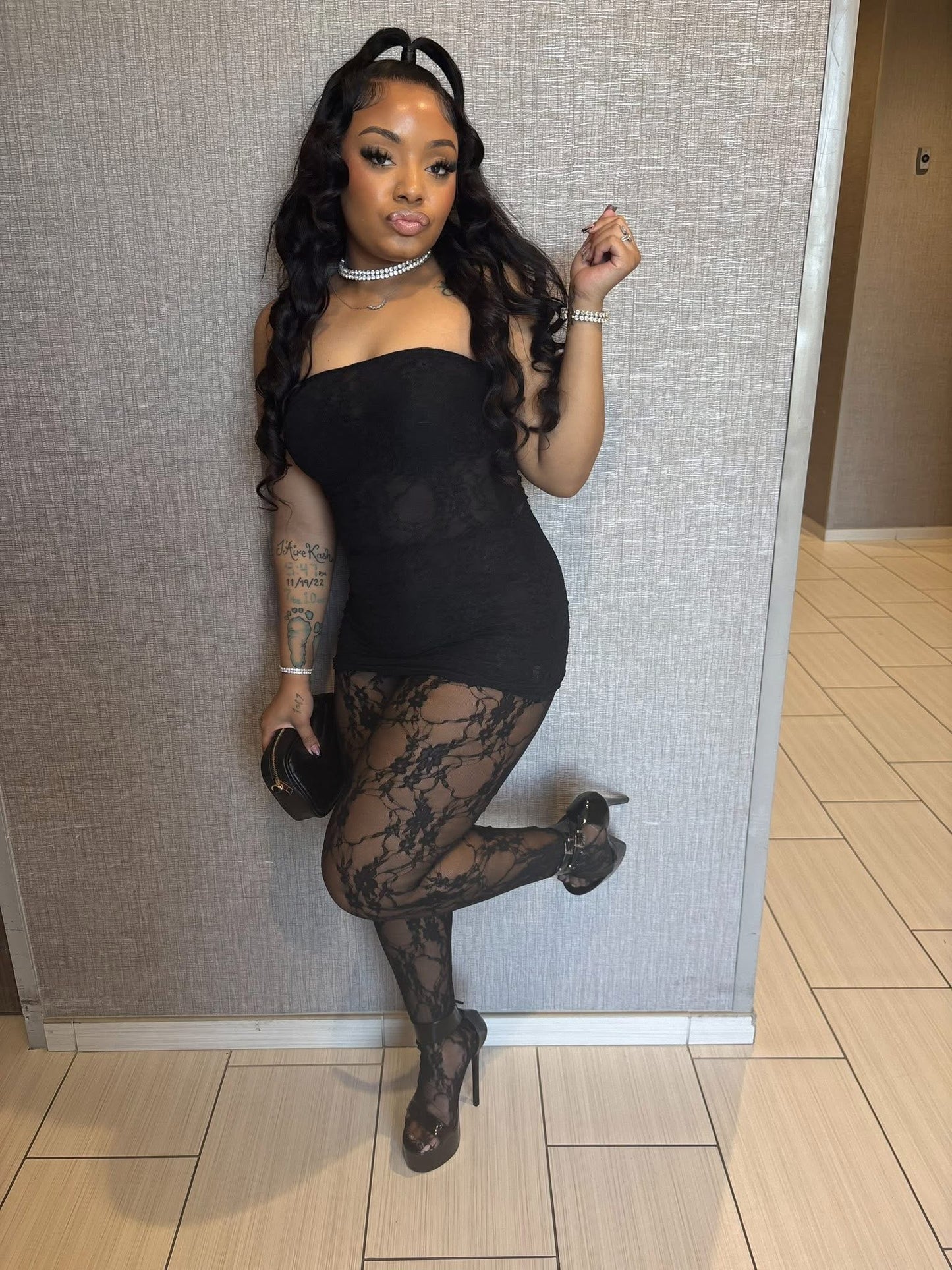 Lace me set black
