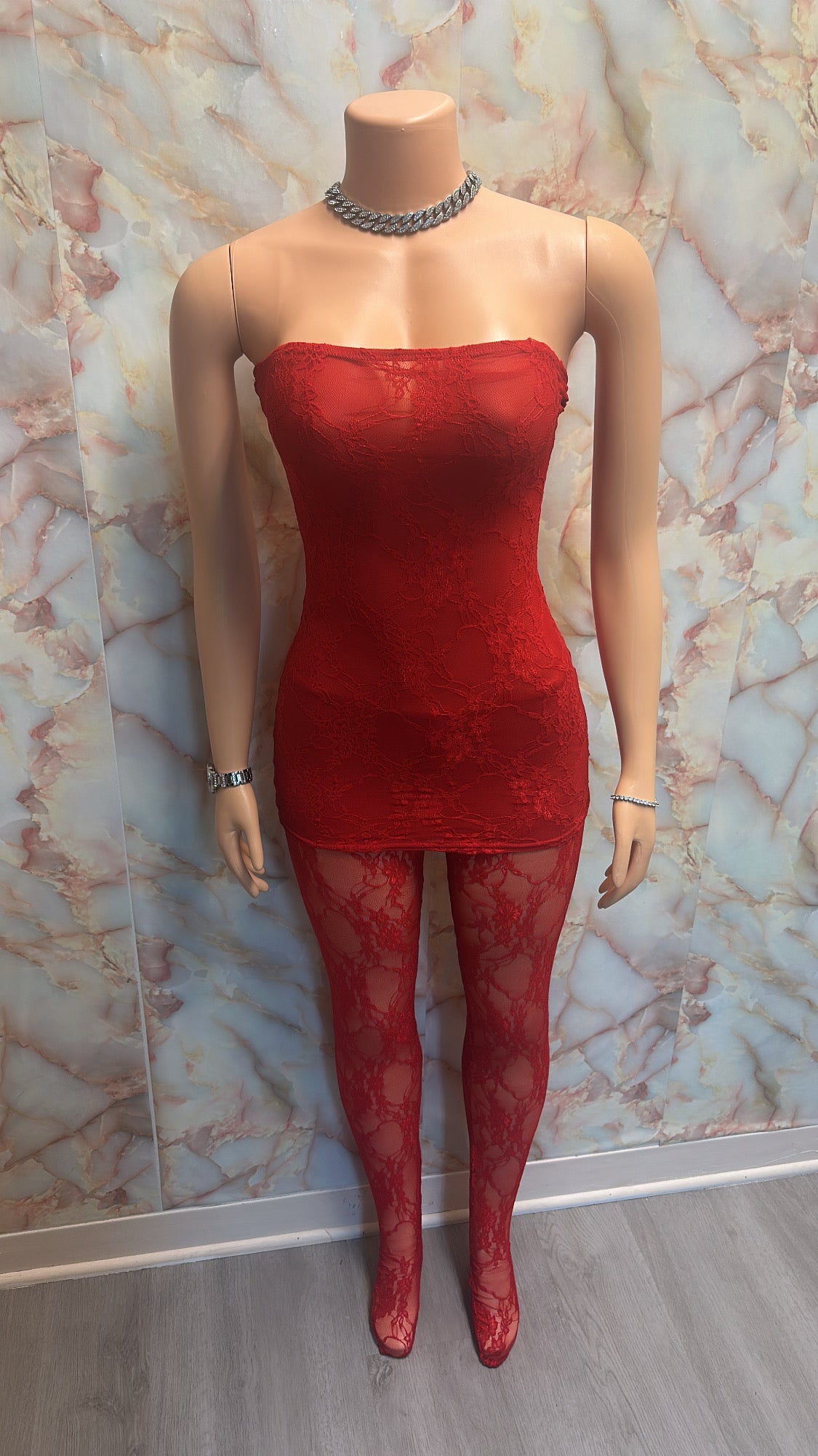 Lace me set red
