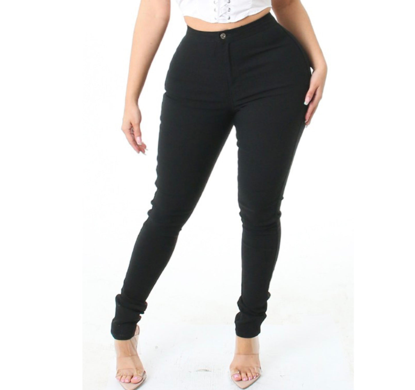 High waisted pants black