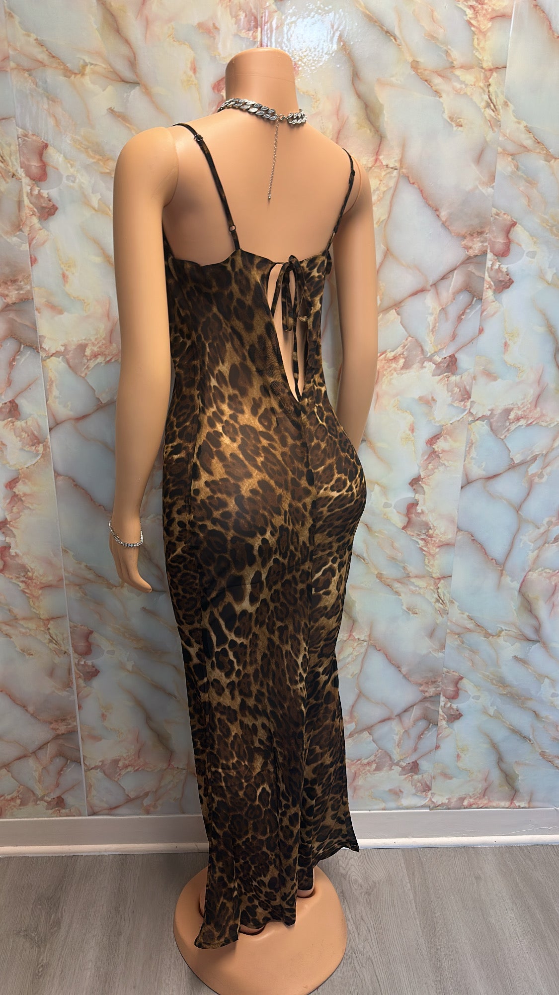 Cheetah mesh maxi dress