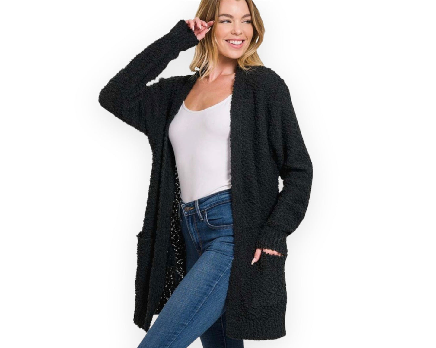 Black cardigan