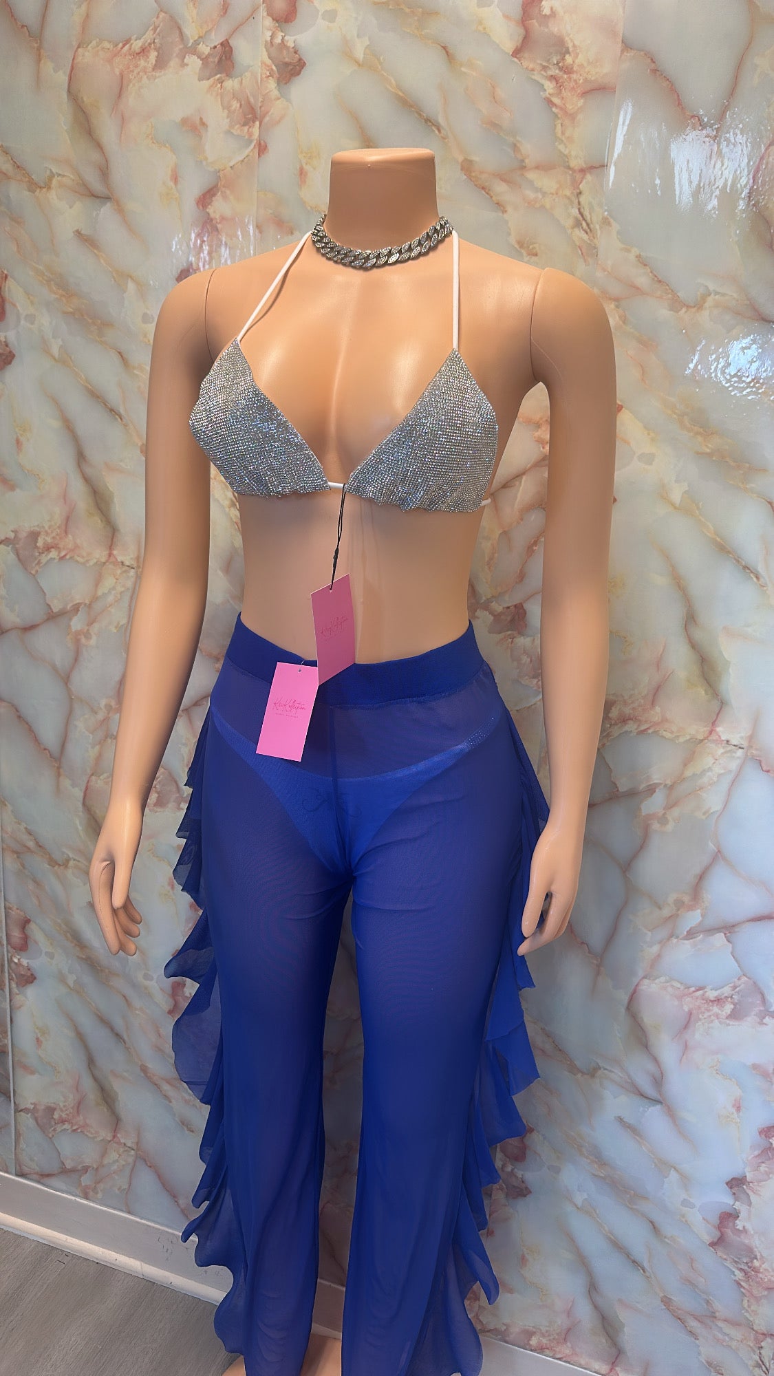 Blue swim cover up pants