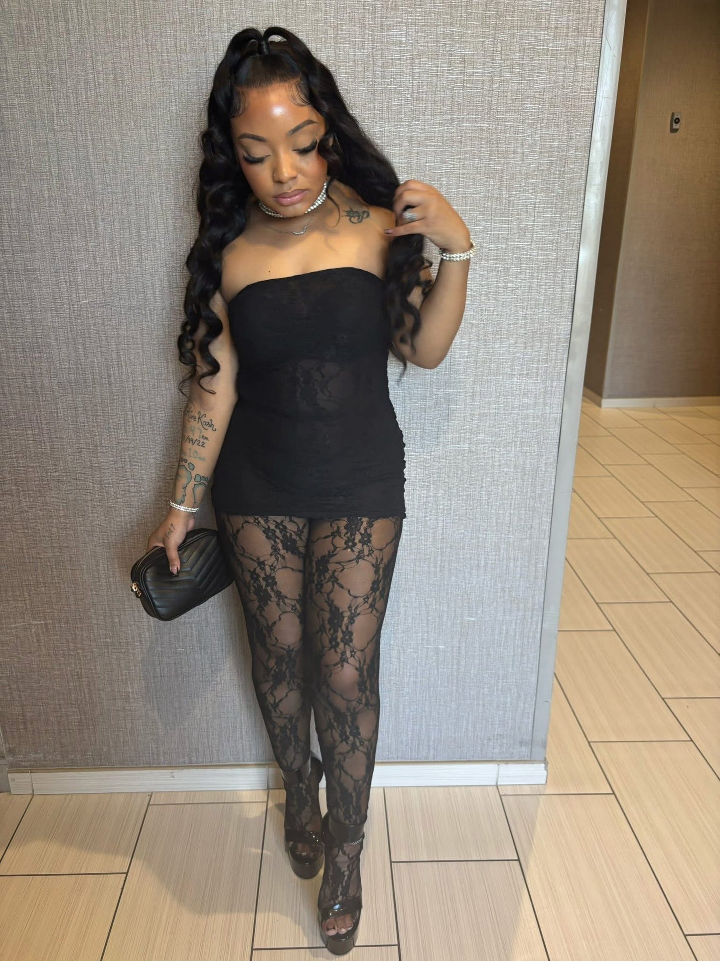 Lace me set black