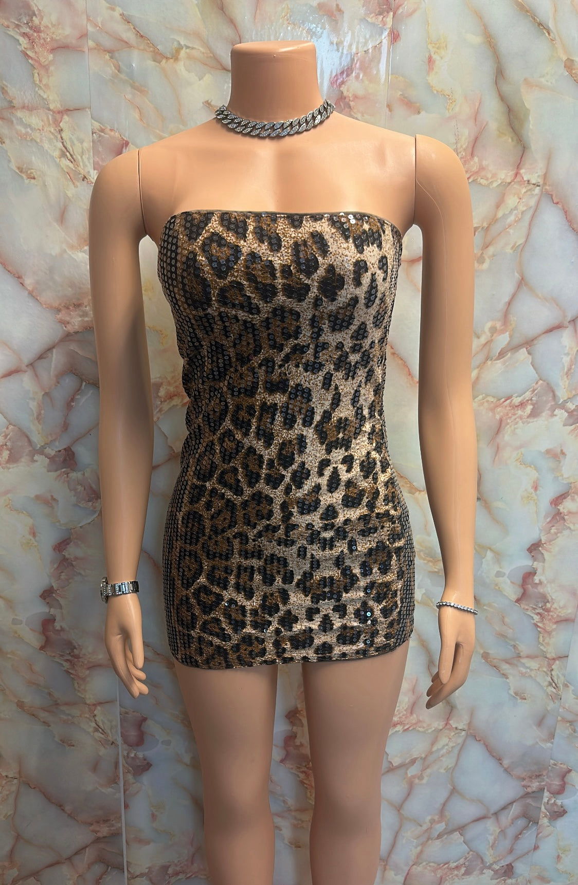 Cheetah print sequin dress