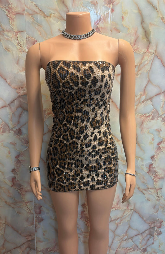 Cheetah print sequin dress