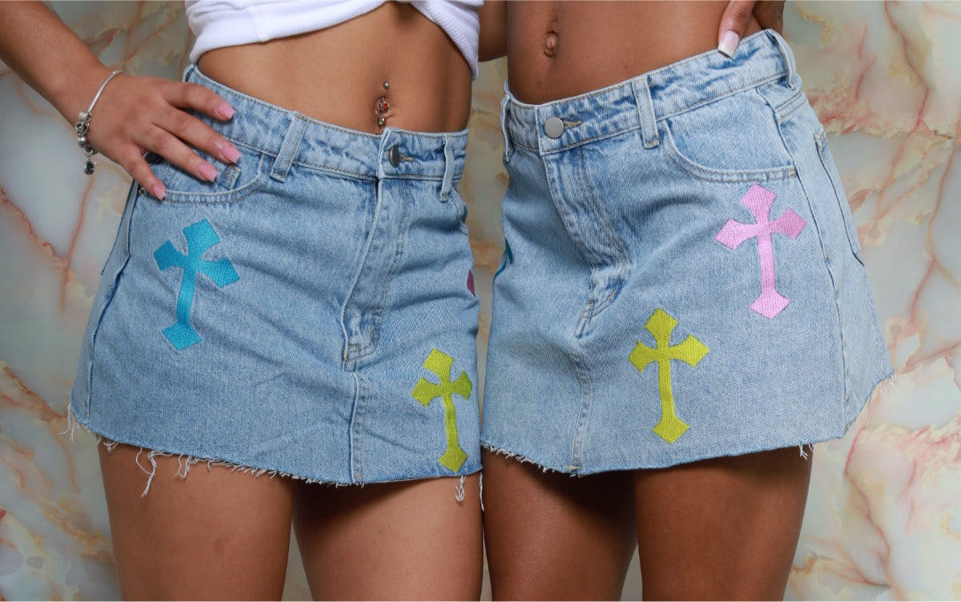 Cross multi color skirt