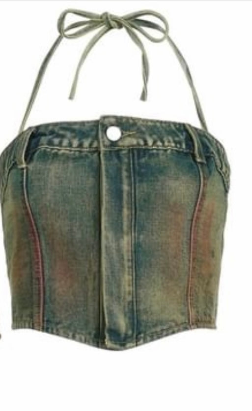 Rust denim top