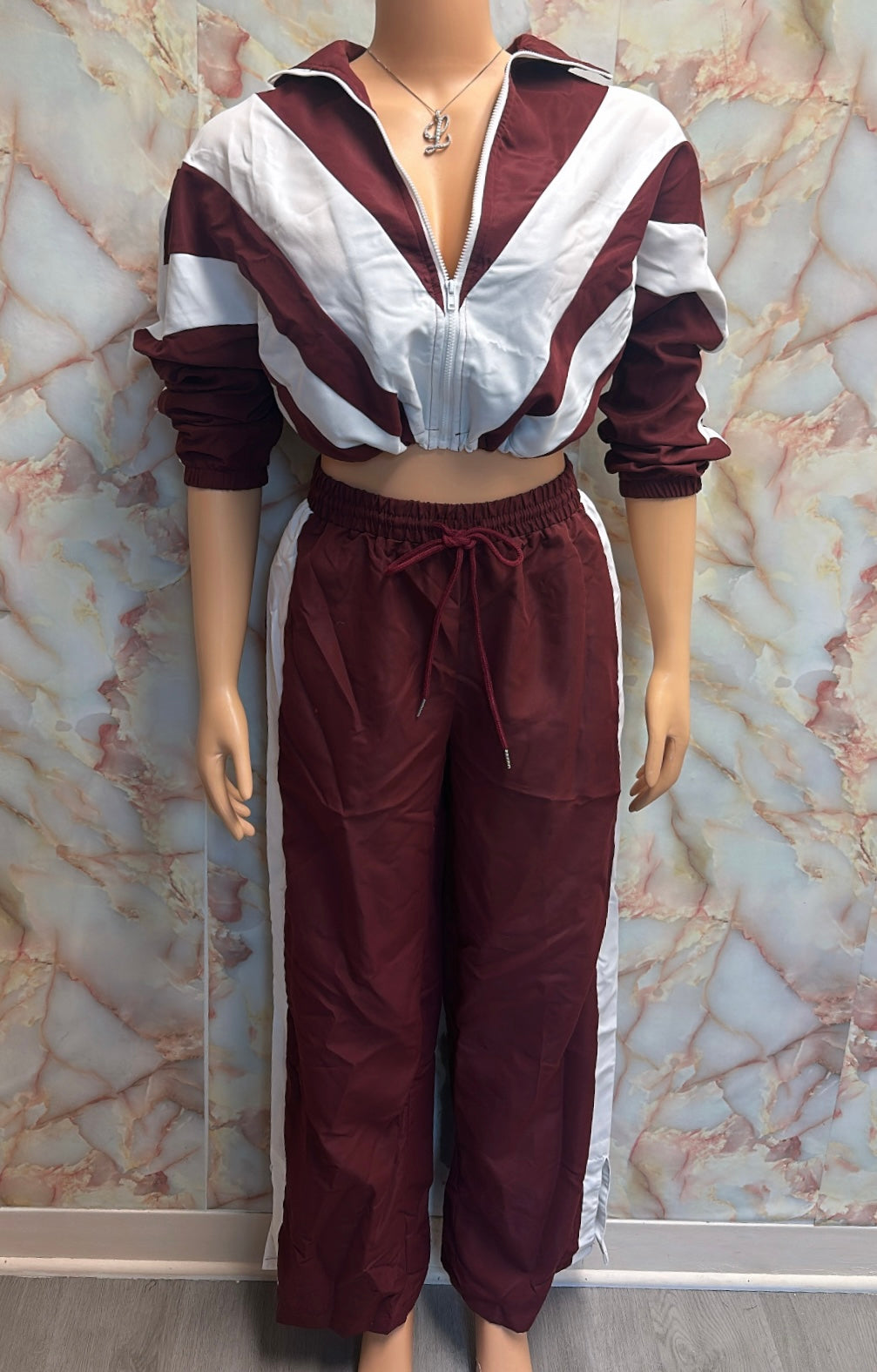 Retro windbreaker set (burgundy)