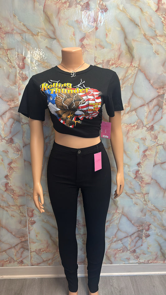 High waisted pants black