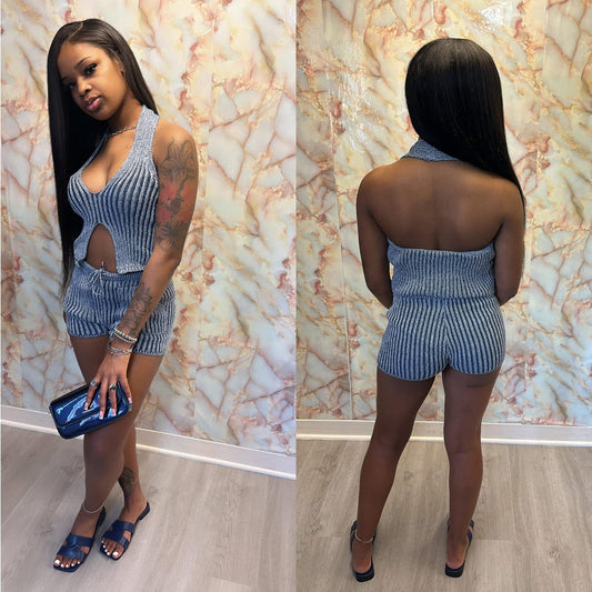 Navy knit 2pc