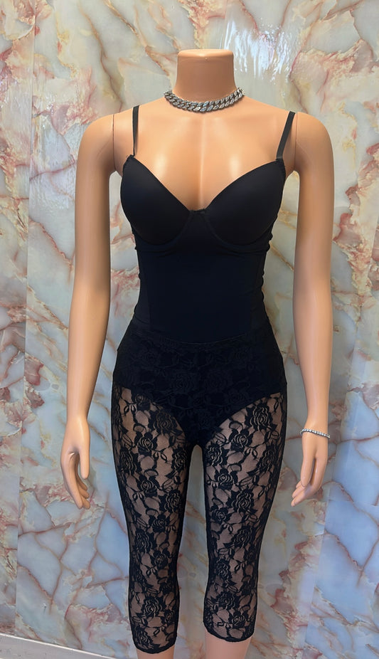 Black lace Capri
