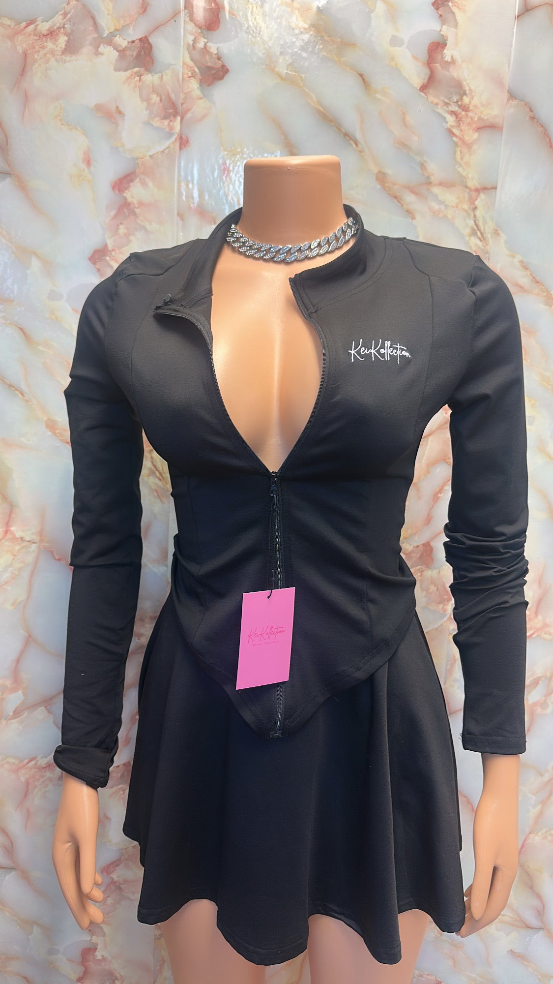 Black kk tennis skirt set