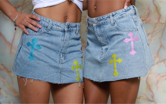 Cross multi color skirt